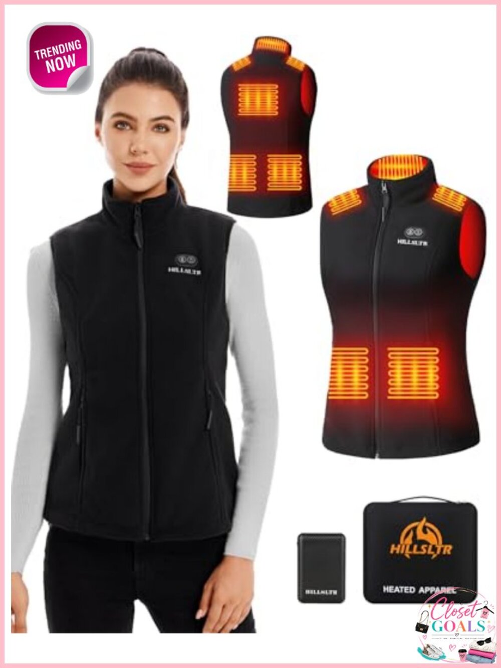 Heated Fleece Vest with Battery Pack, 8 Heating Zones, Dual Control